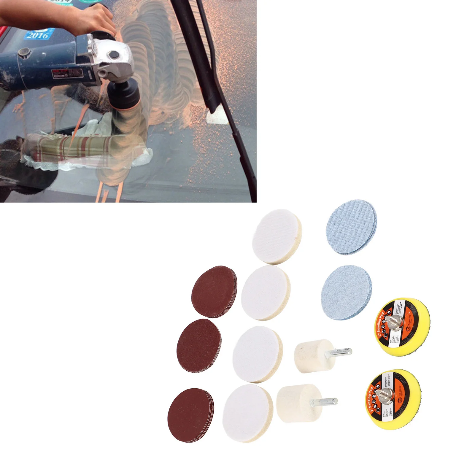 Glass Polishing Glass Polishing Kit Scratch Removal Set Ceric Dioxide Abrasive Discs Polish Pad Felt Windscreen Scratch Remover