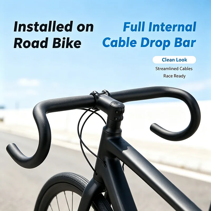 Bicycle Full Internal Wiring Professional Carbon Fiber Road Bicycle Handle Internal Cables Fixed Bike Handlebar 400/420/440MM