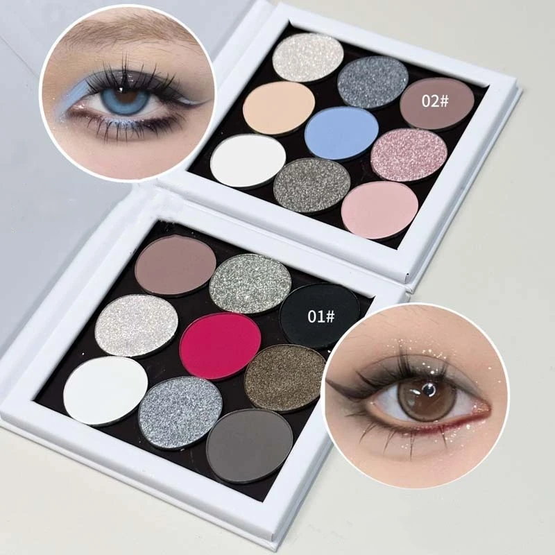 9 Colors Fun Eye Shadow Plate Magnetic Removable DIY Eye Shadow Brightening Sleeping Silkworm Blue Red Eyes Makeup Pigments