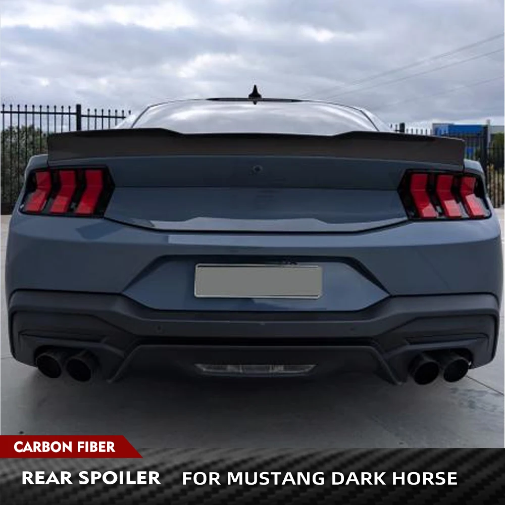 

Для Ford Mustang Dark Horse GT 2024, задний багажник из углеродного волокна, гоночный спойлер, комплекты заднего кузова автомобиля, багажник, крыло, губа, экстерьер