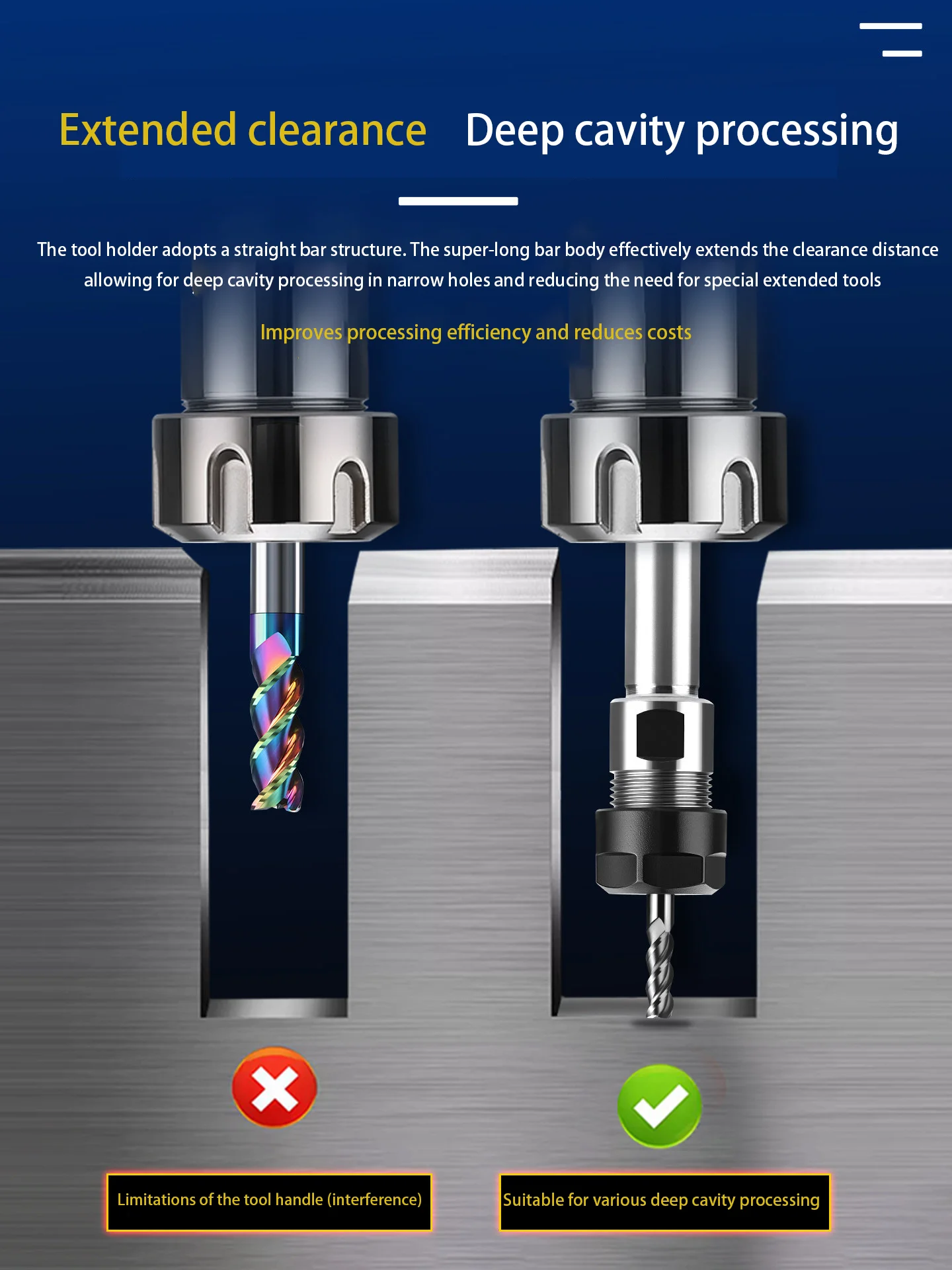 Extension Rod A Type Straight Handle CNC Extended Rod High Precision ER8/11/16/20 Machining Center Extension Tool Rod