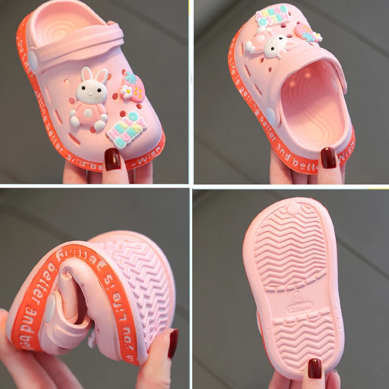 Summer Kids Sandals Boys Girls Mules Cartoon Baby Slippers Flat Summer Cartoon Children\'s Garden Shoes Soft Soled Sandals