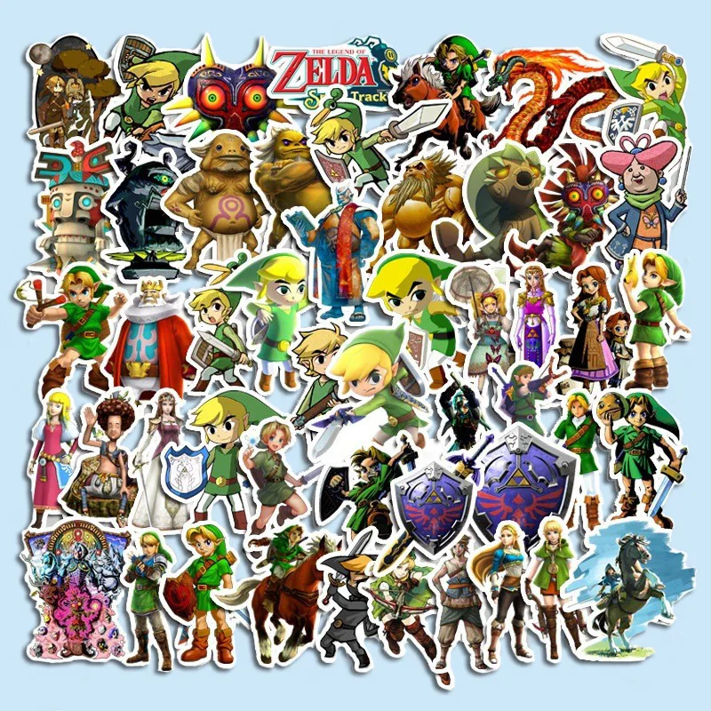 50pcs The Legend of Zelda Game Sticker Luggage Water Cup Stationery Mobile Phone Scooter Laptop Refrigerator Decoration Sticker