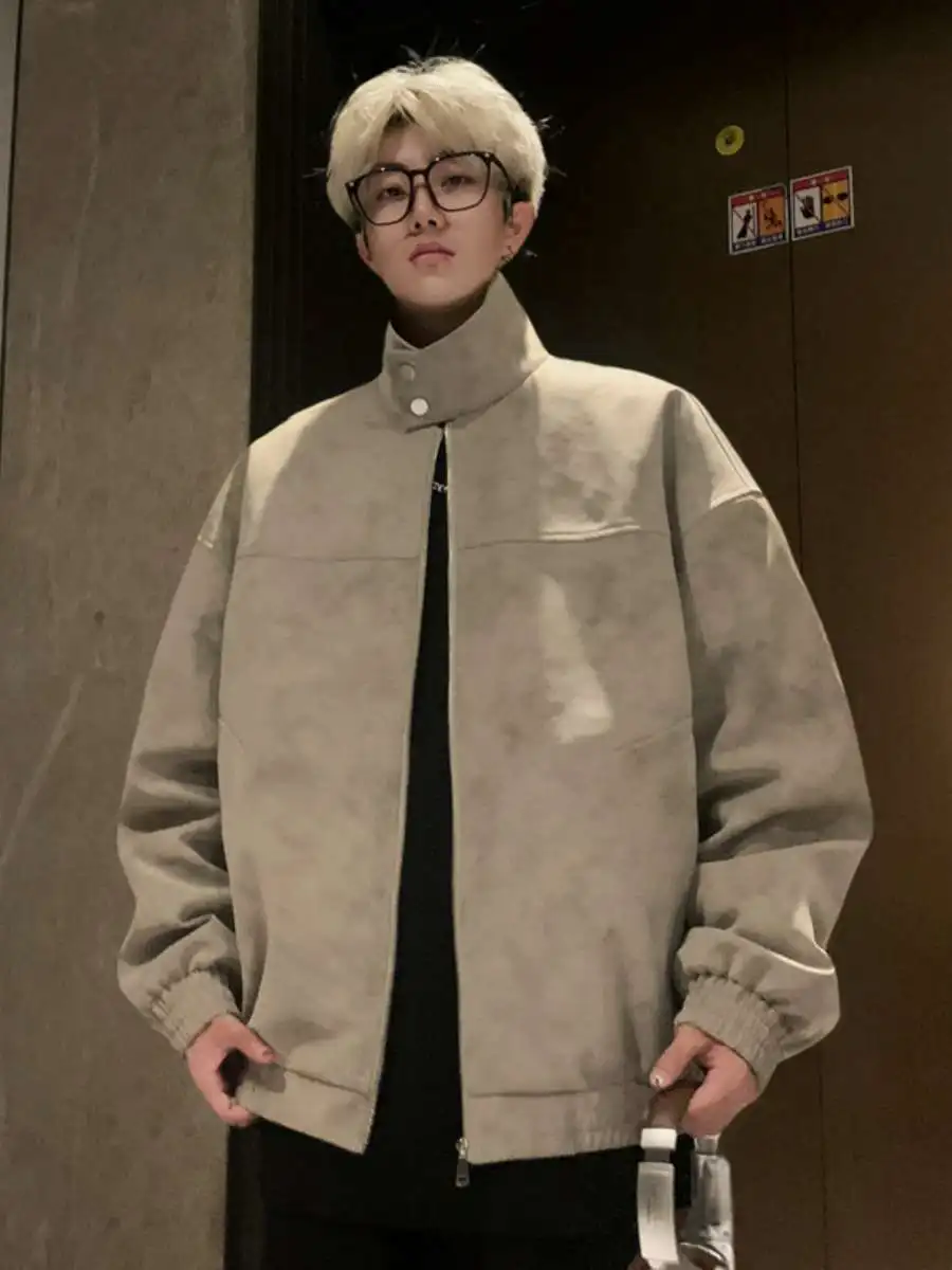 

Мужская кожаная куртка: осенняя новинка в гонконгском стиле, большие размеры, американский модный бренд, повседневная верхняя одежда Cleanfit