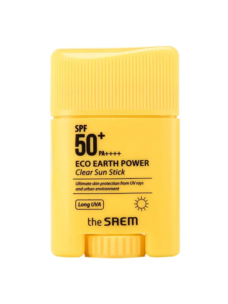 SAEM Eco Earth Power-Palo de sol transparente SPF50 + PA +++ 16g * 3 piezas, Protector de crema solar, aislamiento de bloque Facial, Cosméticos