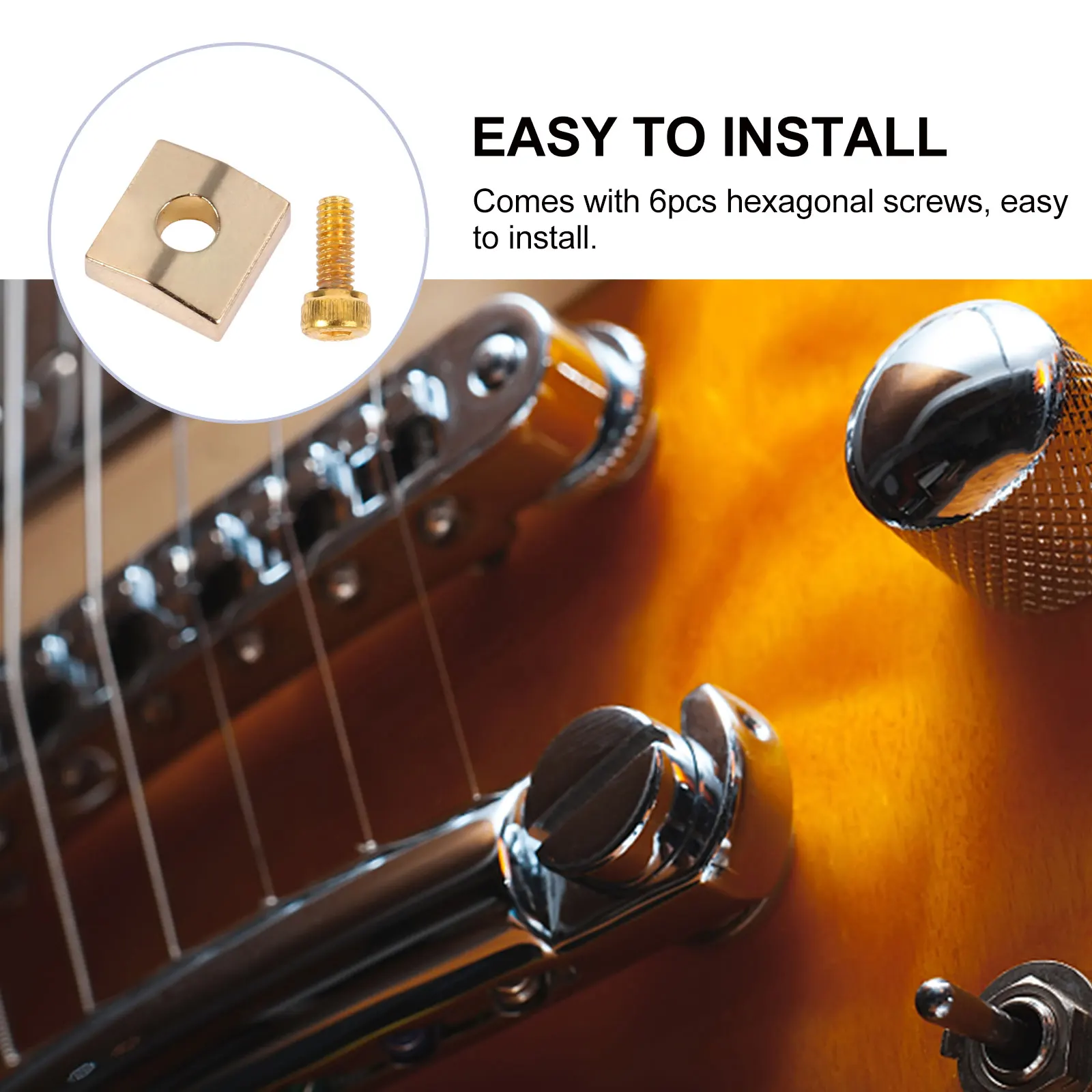 

Electric Guitar Tremolo Bridge Locking Nut Clamps Screws Durable Iron Zinc Alloy String Lock Replacement Parts Korean Style