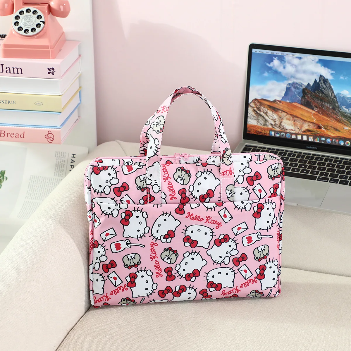 Cartoon Anime Kitty Computer Bag Front Pocket Can Hold Power, Mouse, Large Space, Laptop Handbag, Lightweight Computer Handbag view 6