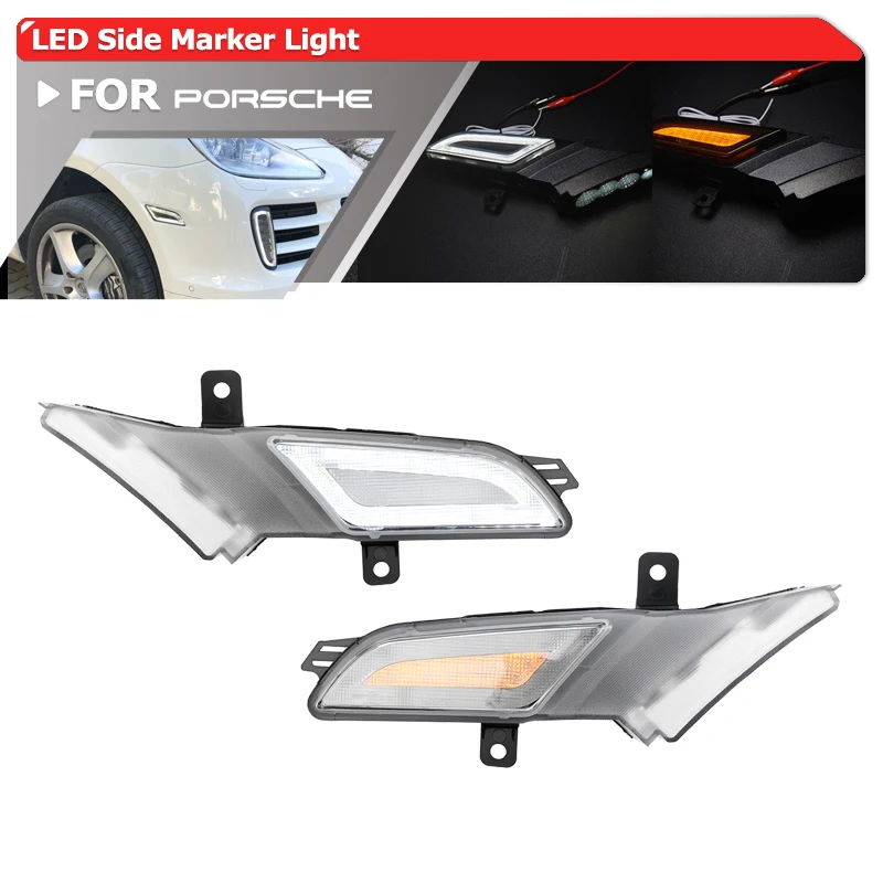 For Porsche Cayenne Gen957 2007-2010 2-in-1 Front Led Side Marker Blinker Indicator Lights White Running Position Lamp