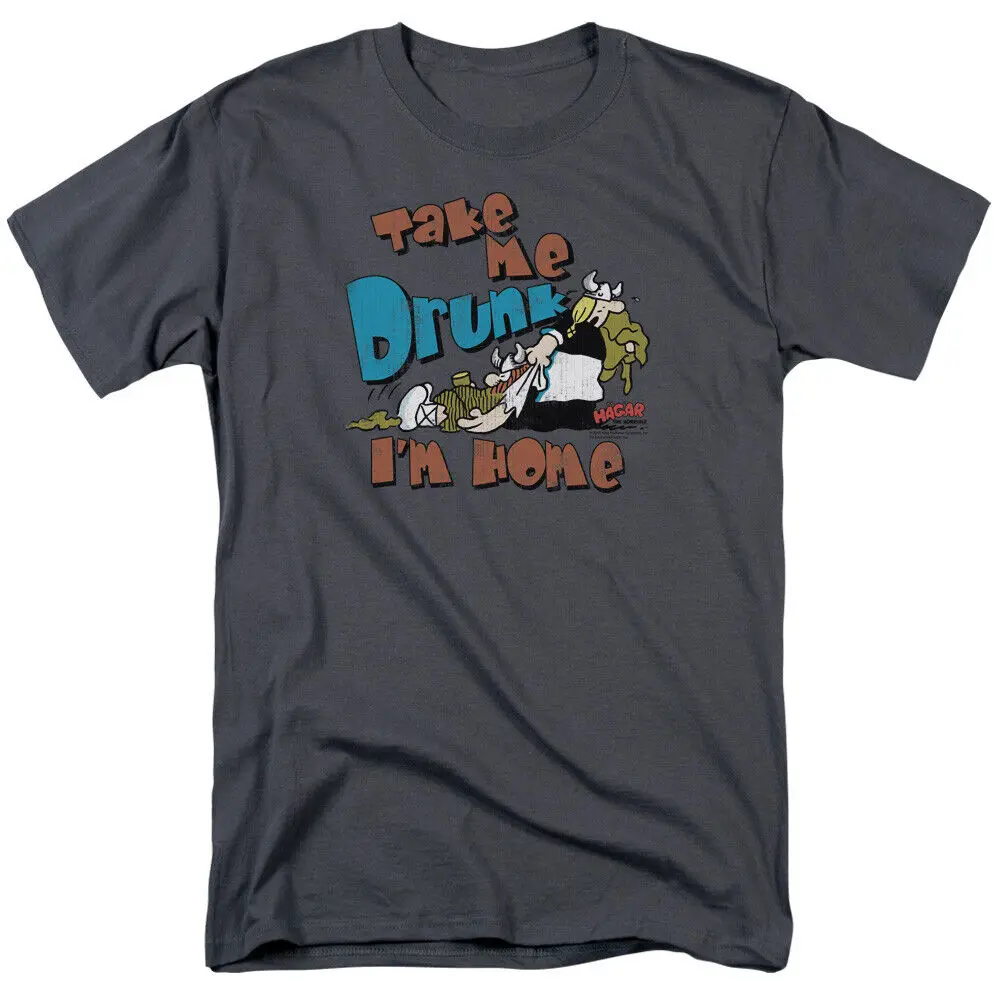 Hagar The Horrible Take Me Home T Shirt Mens Licensed Comic Strip Charcoal