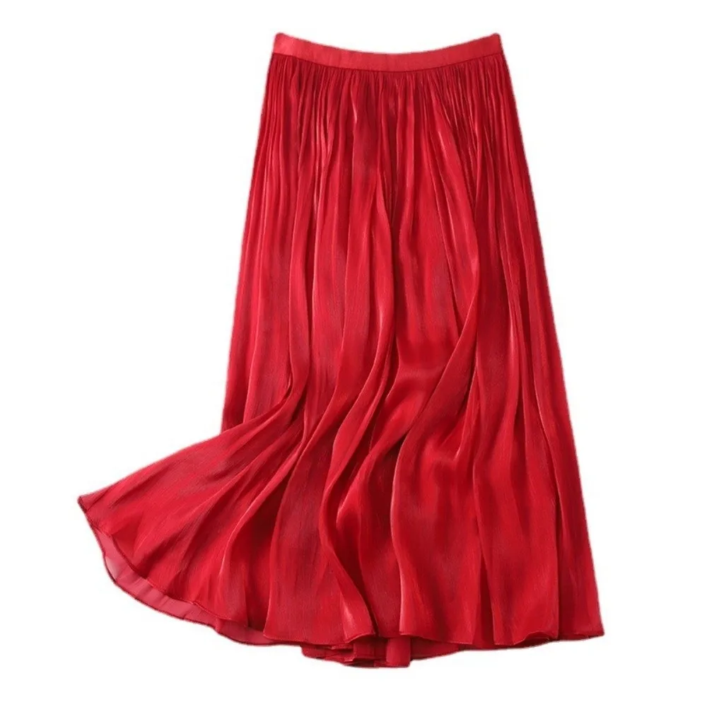 Sweet Style Solid Color High Waist Skirt Loose Comfortable A-Line Skirt Casual Long Skirt Summer