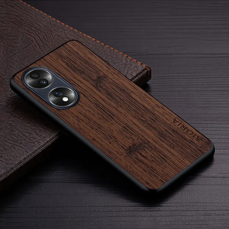 Case for Honor 70 50 20 10 8X pro bamboo wood pattern Leather cover Luxury coque for Honor 50 pro case capa