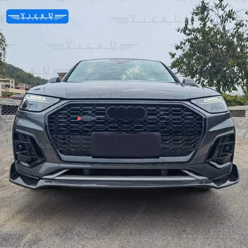 YICKU Carbon Fiber Body Kit for Audi Q5L 2018-2022 Front Lip Side Skirt Rear Lip Spoiler Top Wing CF Rearview Mirror Housing Q5