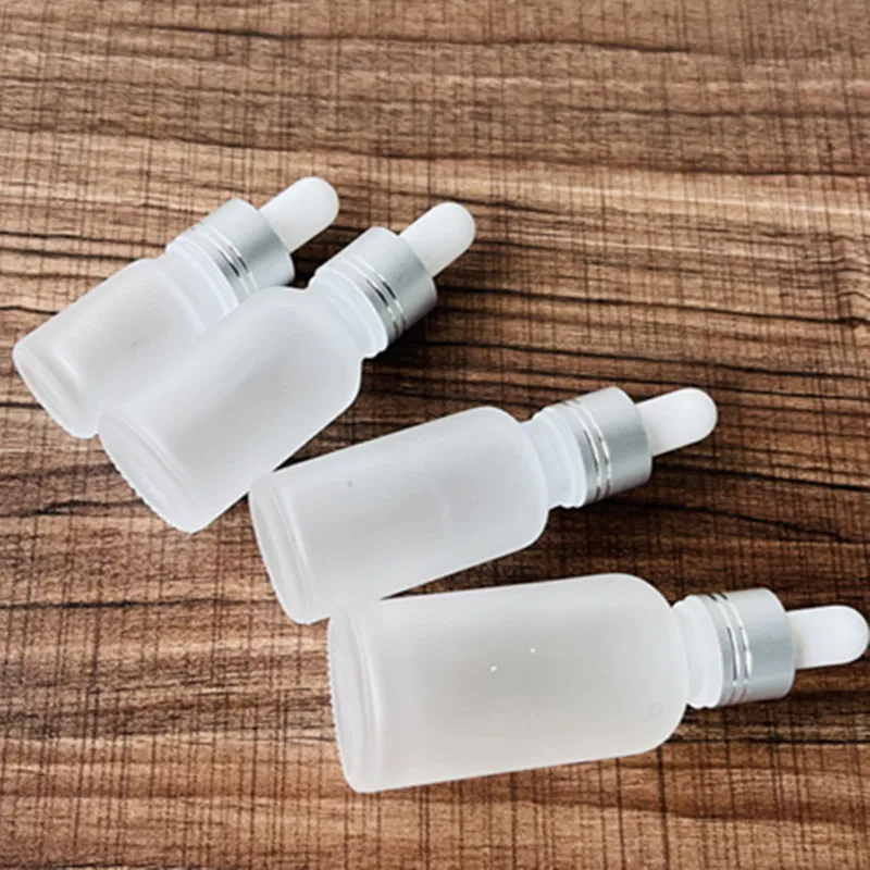 ขวดแก้วฝ้าแบบหยดขนาด 10 มล. 15 มล. 20 มล. 30 มล. 50 มล. 100 มล. สำหรับน้ำยา E-juice พร้อมหลอดหยดสำหรับเครื่องสำอาง น้ำหอม และน้ำมันหอมระเหย