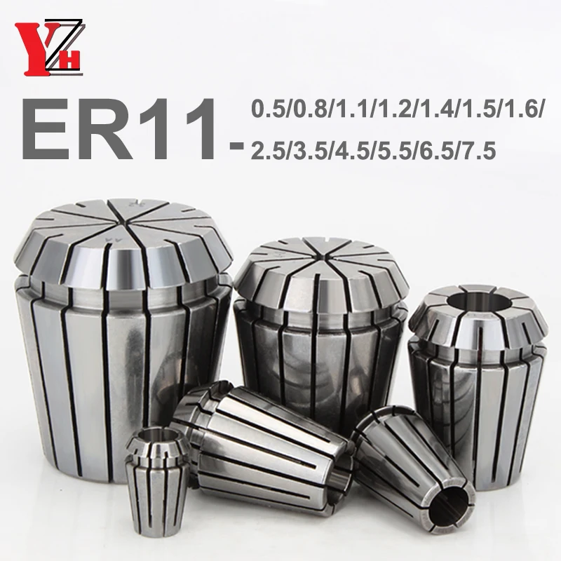 ER Spring Collet ER11-0.5 0.8 1.1 1.2 1.4 1.5 1.6 2.5 3.5 4.5 5.5 6.5 7.5mm High Precision 0.008mm Milling Tool Holder CNC