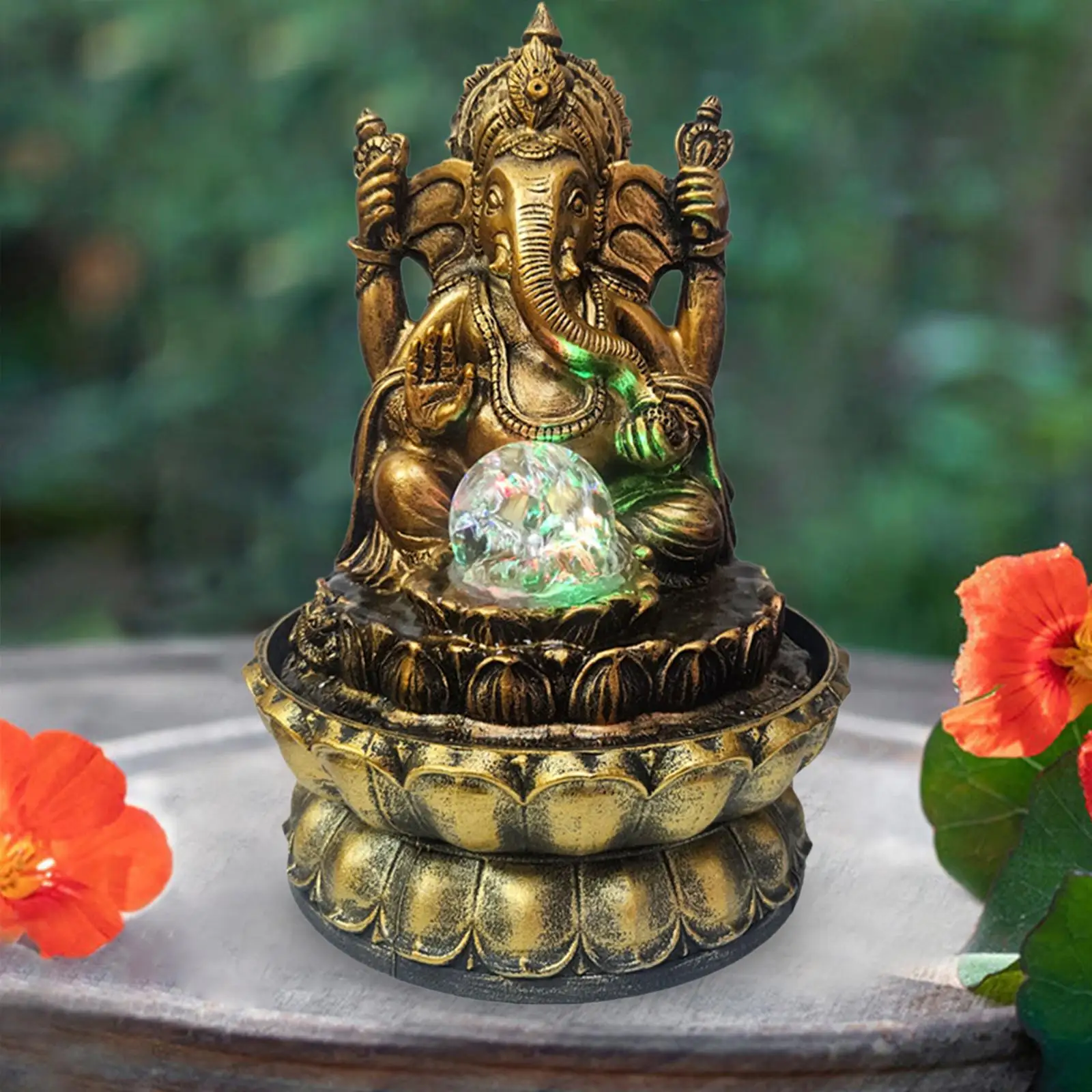 

Statue Water Fountain Gifts Hindu Statue Tabletop Waterfall Fountain for Desk Garden Table Bedroom Living Room