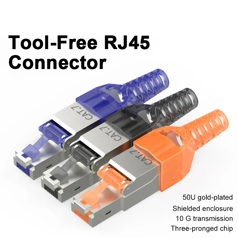 

GWAS CAT8 /CAT7 /CAT6A Rj45 Connector, network Tool Free Shielded Industrial Ethernet Crystal Head Field Termination Plug 40Gbps