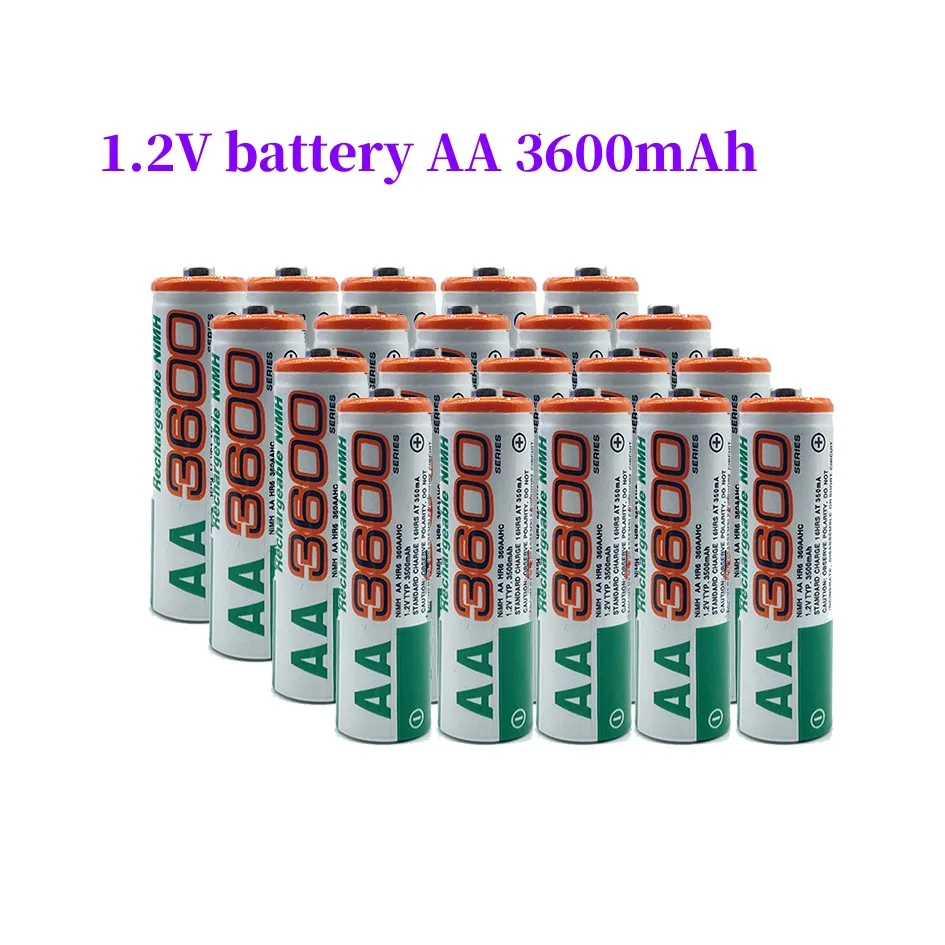 100% nueva batería AA 3600 mAh batería recargable 1,2 V Ni-MH AA batería adecuada para relojes ratones ordenadores 2