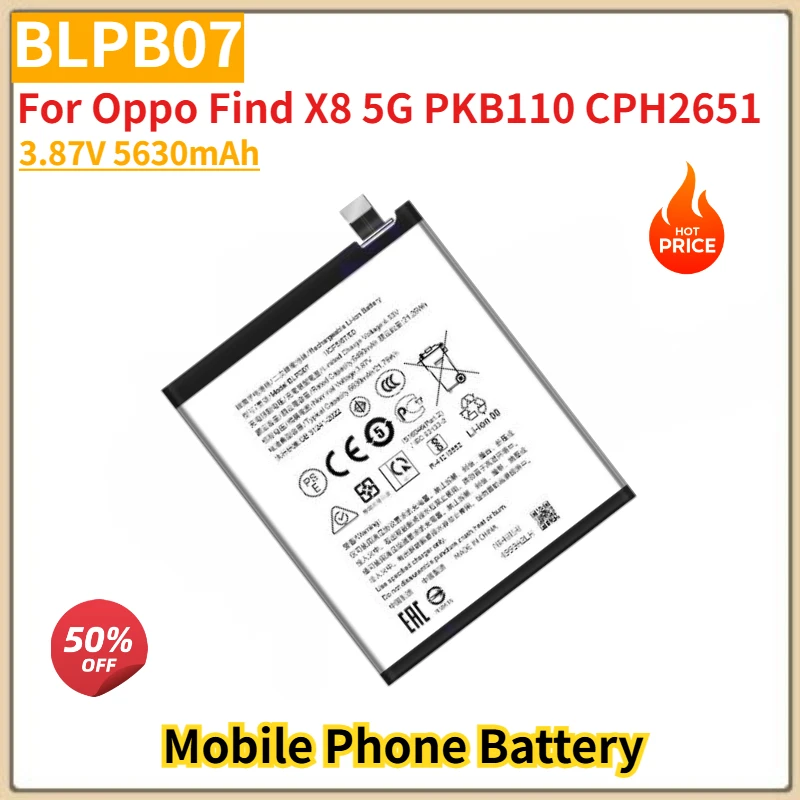 

BLPB07 High Quality Phone Battery 3.87V 5630mAh For Oppo Find X8 5G PKB110 CPH2651 Brand New Replacement Battery