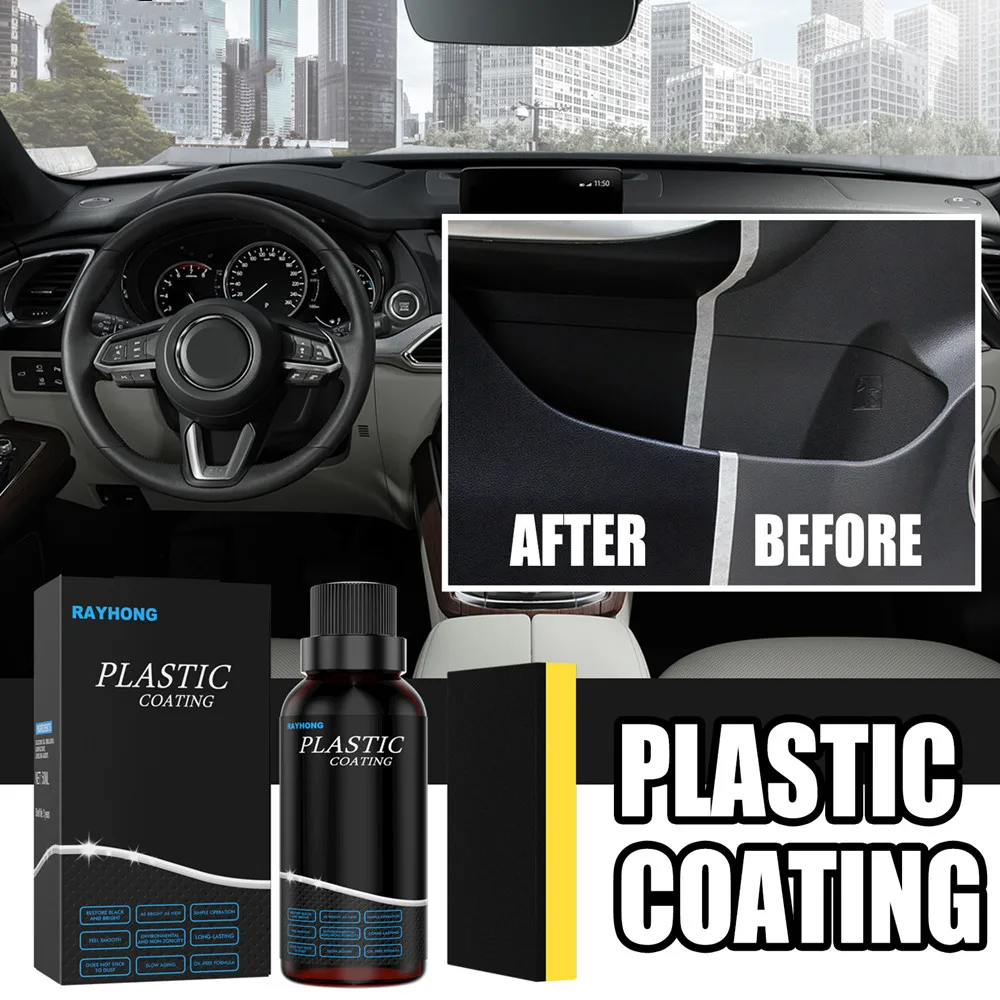 

30ml Car Plastic Parts Retreading Agent Wax Instrument Panel Refreshing Auto Interior Plastic Renovated Coating Cleaner