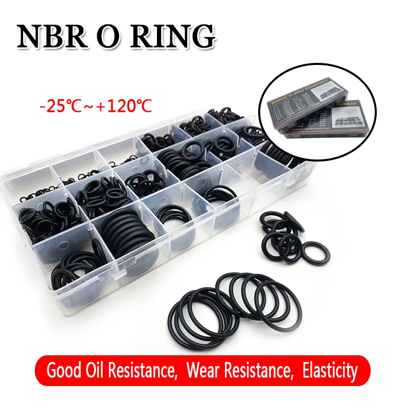 

850pc/Box nitrile silicone rubber O-ring repair kit faucet sealing valve waterproof machine oil-resistant gasket combination kit