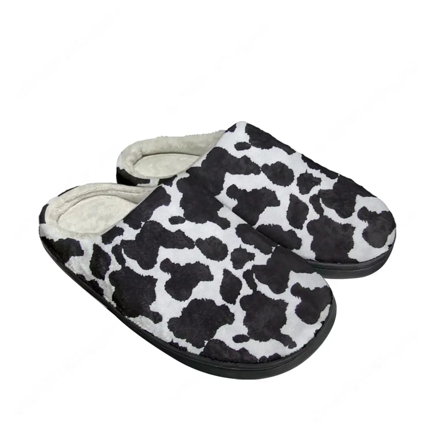 

Cow Print 3D Pattern Home Cotton Custom Slippers Mens Womens Sandals Black White Printed Plush Bedroom Shoes Thermal Slipper