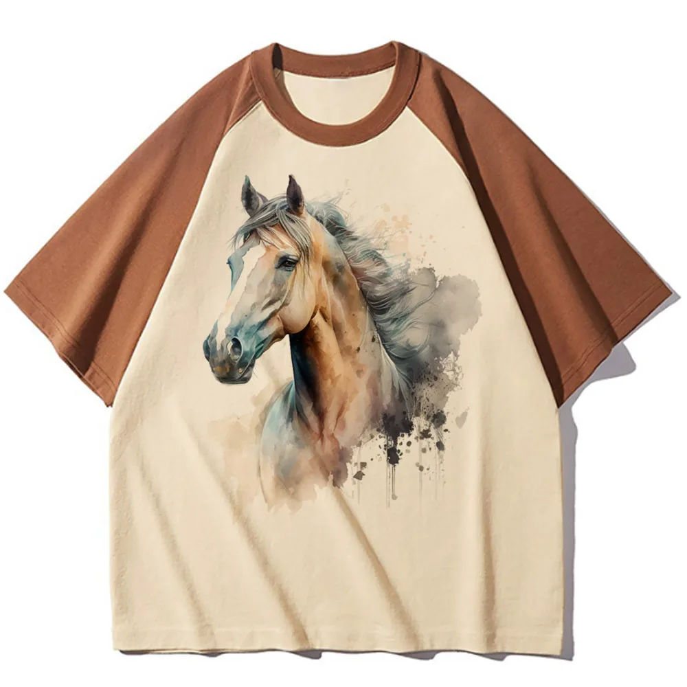 Caballos Tee women active wear top girl y2k Japanese funny clothes