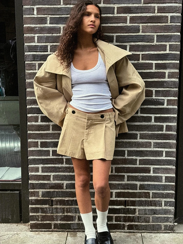 

American Retro Miu System Casual Mid-Length Coat Jaet And orts Set Loose Fit Design Comfortable Autumn Wear for Women