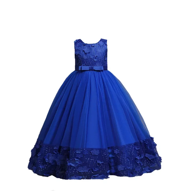 Blumen mädchen Kleid ärmellose Prinzessin Kinder Hochzeit Host Performance bodenlangen Ballkleid Hochzeits kleider boden lang