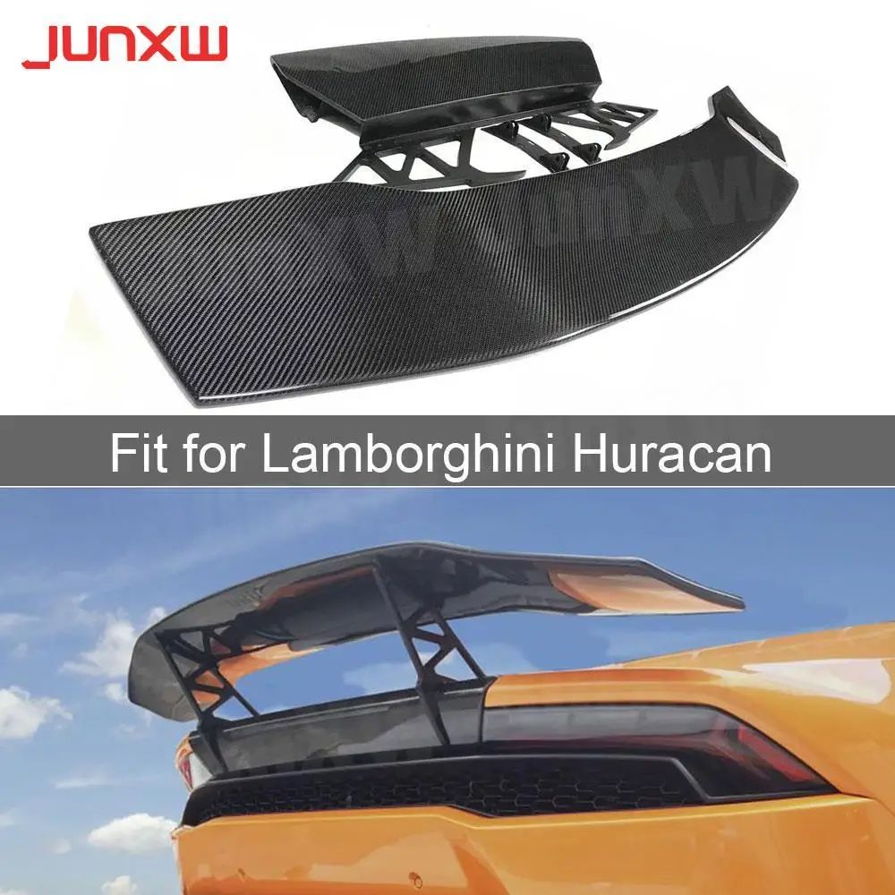 

Dry Carbon Fiber Rear Trunk Spoiler Tall Wings Case for Lamborghini Huracan LP610 LP580 2014-2018 FRP Car Styling