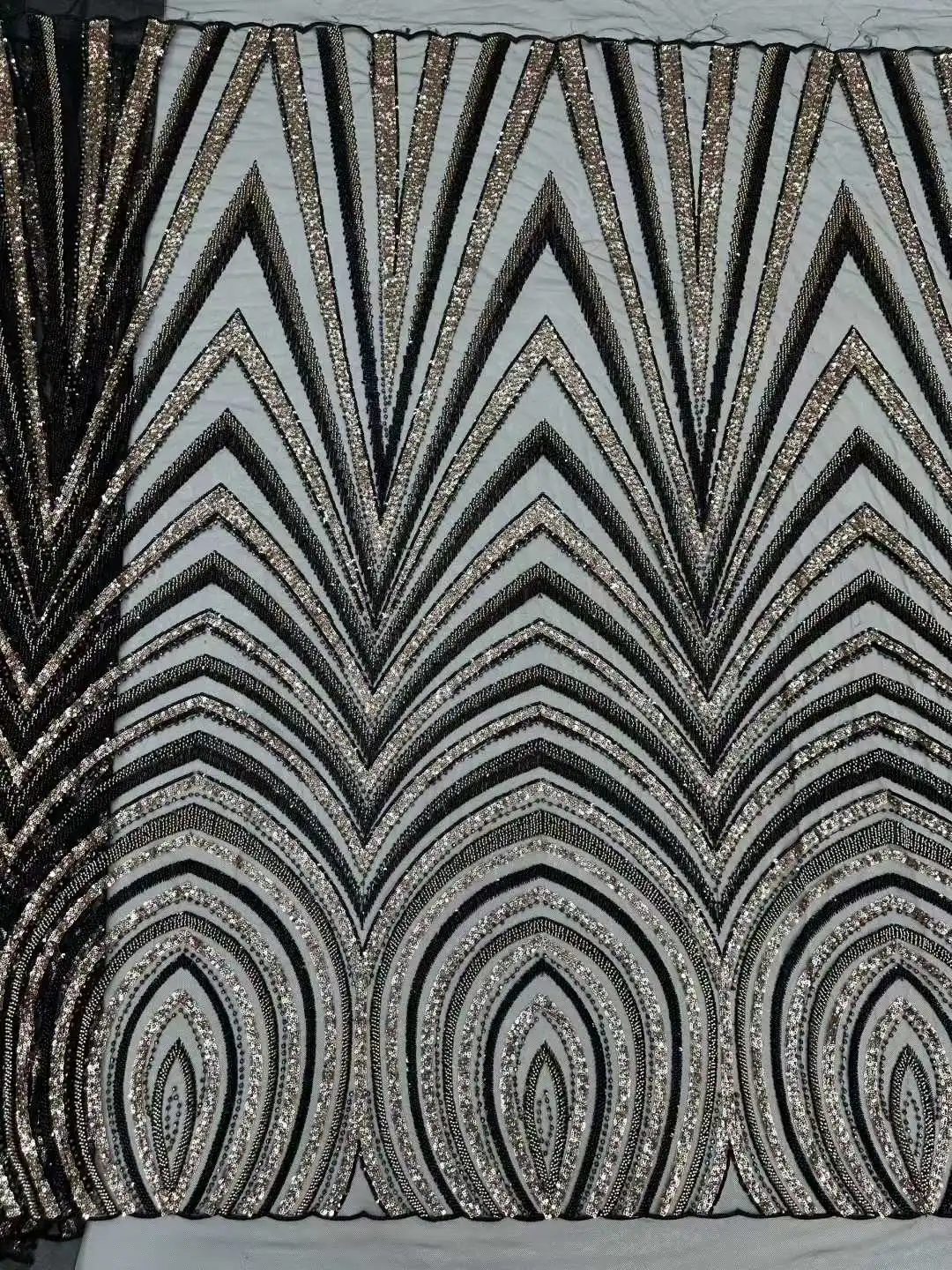 2026Elegant Superior Quality Heavy Soft Mesh Sequined Lace Fabric with Stones for Classic Wedding & Party Dresses NN6953_E
