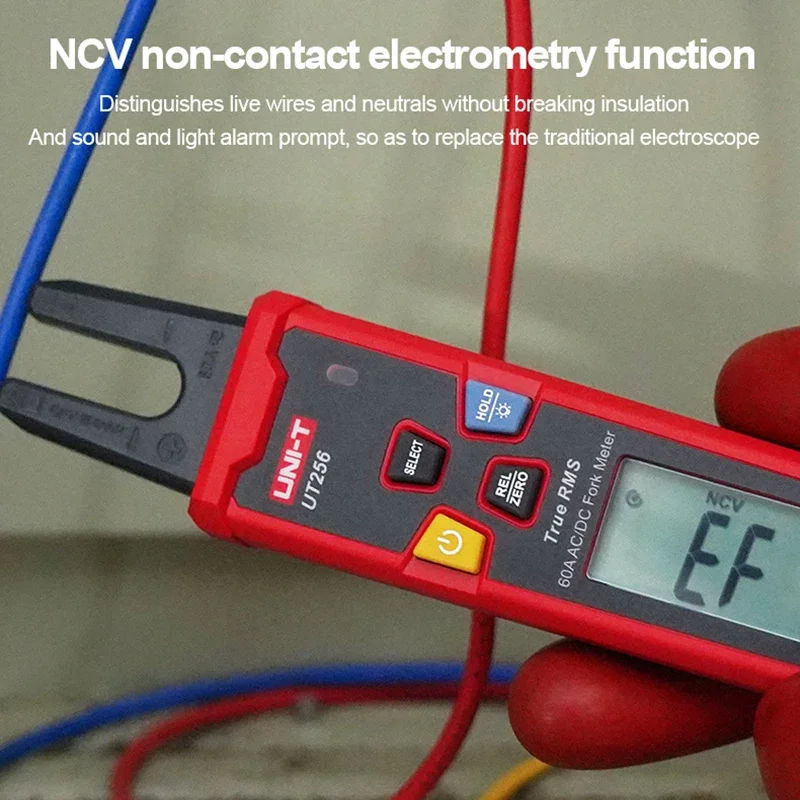 UNI-T Fork Meter 60A UT256 AC DC Current Clamp Meter Digital True RMS Pliers Ammeter NCV Tester High Precision