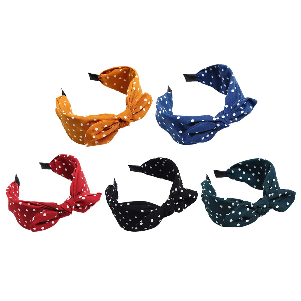 5 pçs faixa de cabeça arco bandana pontos padrão cabelo decorar headbands crianças meninas para mulher