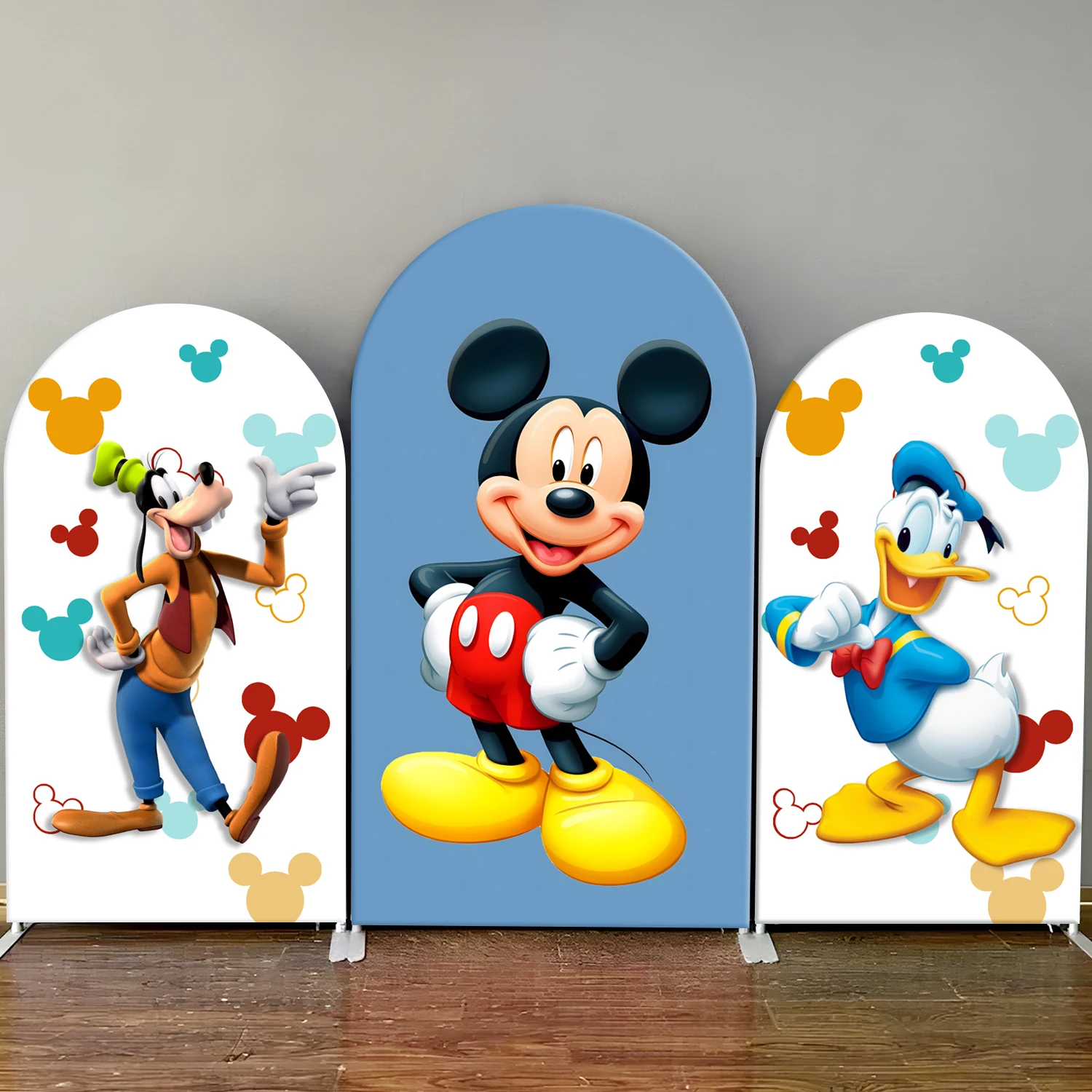 

Mickey Mouse Arch Backdrop Elastic Cover Disney Goofy Donald Duck Cartoon Birthday Party Kids Baby Shower Photography Background