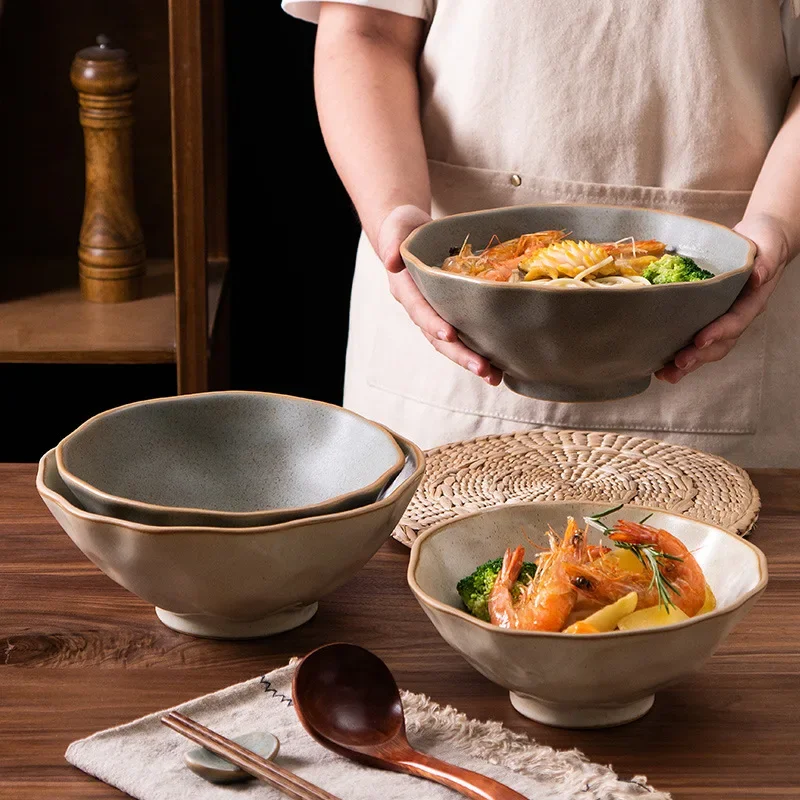 YFY  coarse pottery tableware set, ramen  ceramic bowl,  household instant noodle