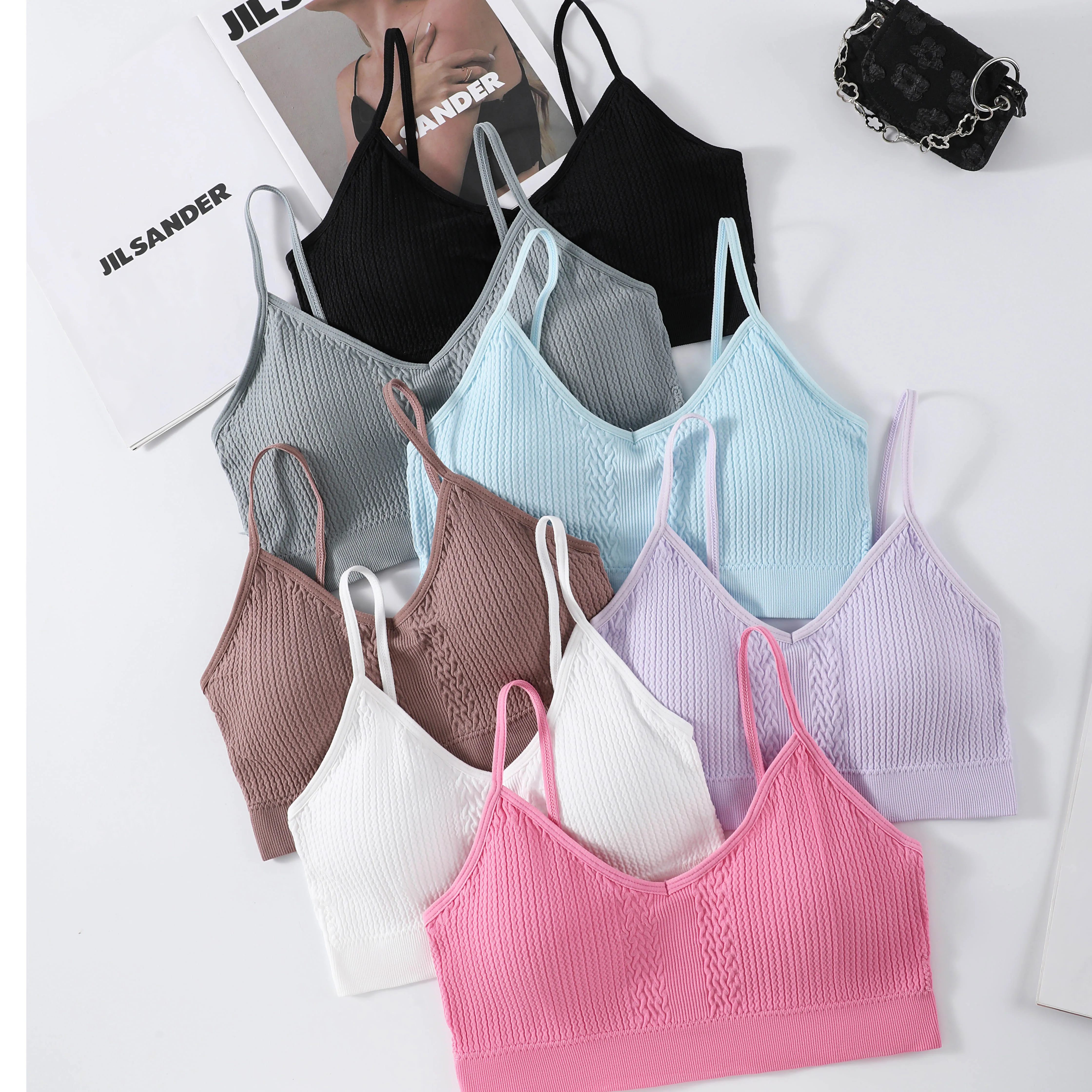 

Women Crop Top Female Tube Top Seamless Underwear Low Back Bra Lingerie Sports Fitness Top Streetwear Tank Bandeau Removable Pad