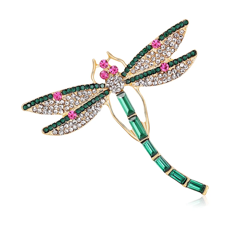 Crystal Vintage Dragonfly Brooches For Women Insect Brooch Pin Dress Coat Accessories Cute Jewelry