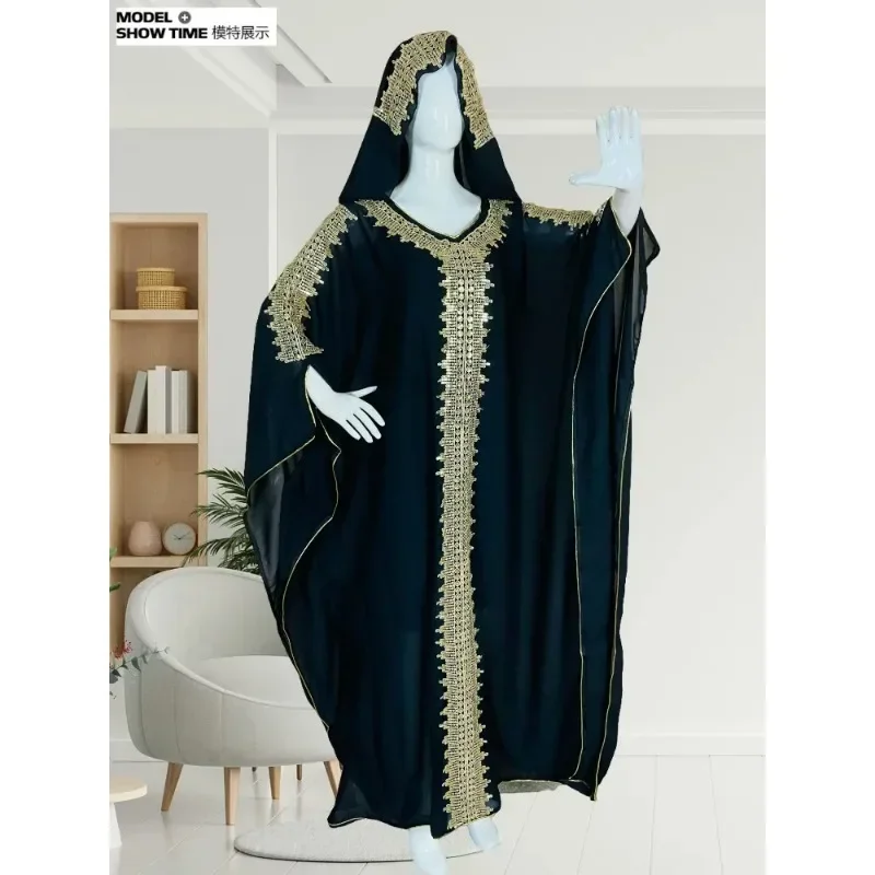 Eid Hooded Abaya Women Muslim Boubou Djellaba Long Maxi Dress Dubai African Kaftan Islam Morocco Caftan African Clothing 4