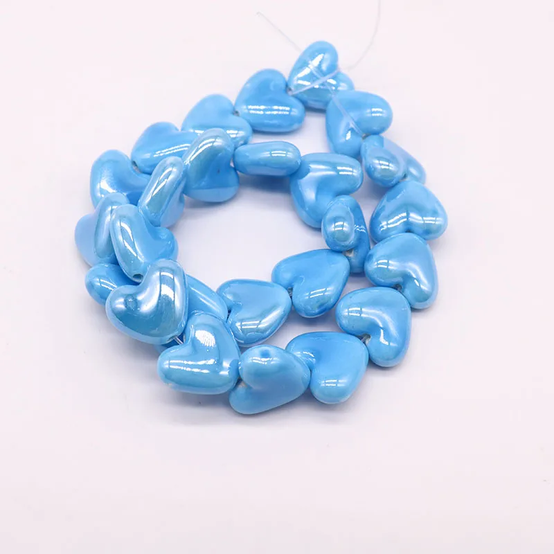 Colorful Heart Shape Ceramic Beads For Jewelry Making DIY Earring Bracelet 13x15mm Heart-shaped Porcelain Jewelry Accessories