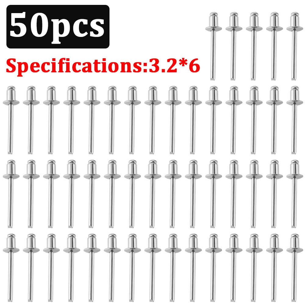 50PCS Pop Rivets Aluminum 2.4*6  3.2*6 4.0*6 4.8*8 Open End Type Corrosion Acid Resistance Rivets Exhaust Rivets High-quality