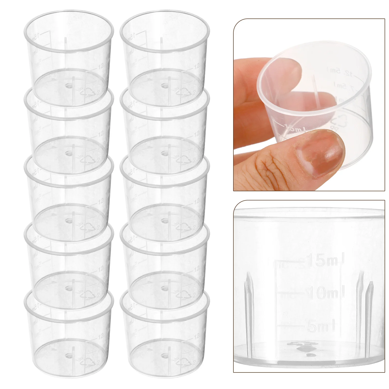 

100pcs Clear Measuring Cups Laboratory Graduated Measuring Beakers Measuring Tools (15ml) plastic measuring cup with scale