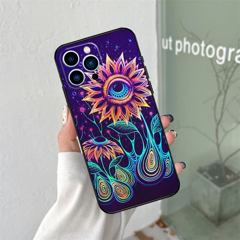 Funda suave de silicona psicodélica colorida Trippy Art para iPhone 17 Air 11 15 16 14 Pro Max 12 13 Mini 16 Plus 16e contraportada