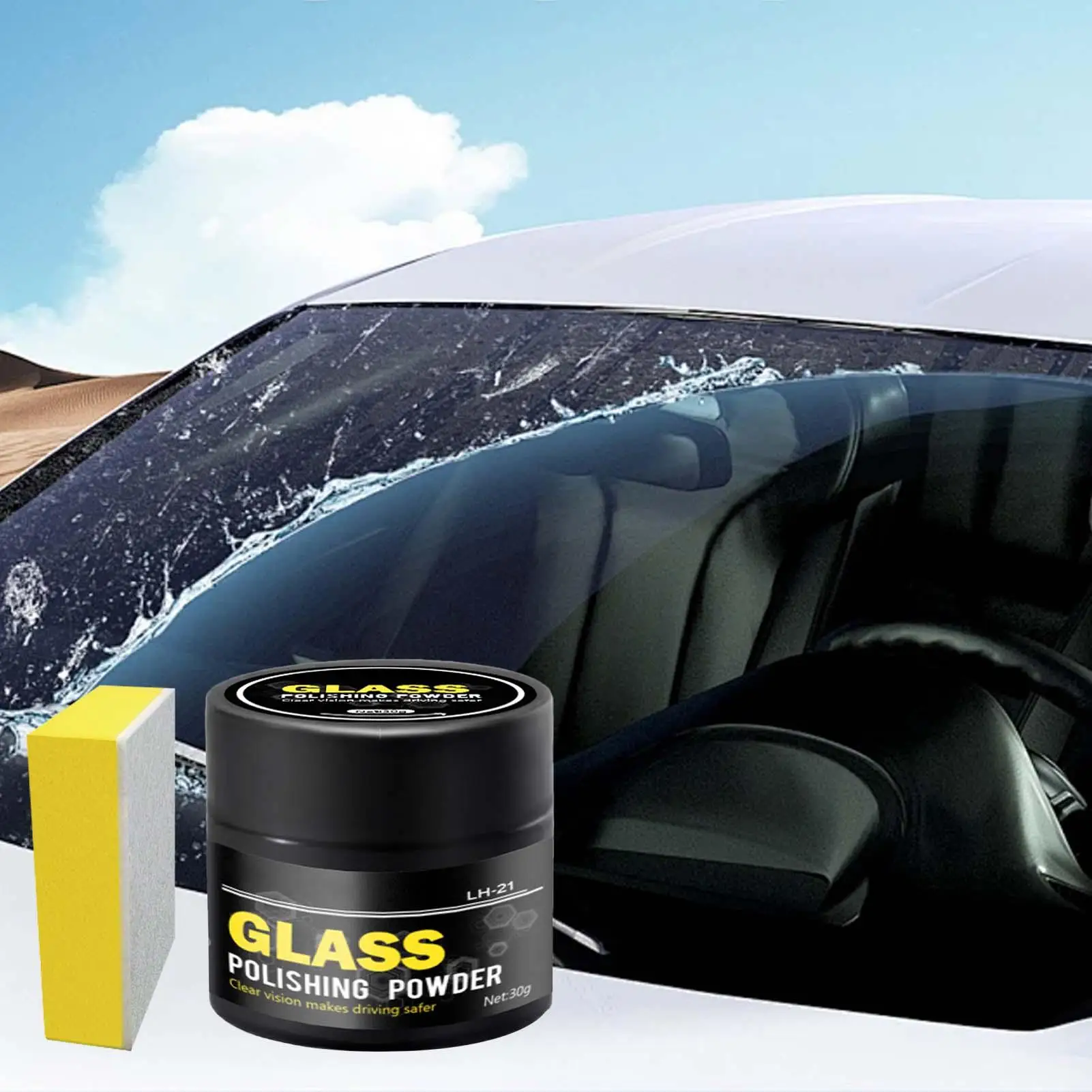 30g Glass Polishing Powder Auto Windshield Oil Film Remover Efficient Polishing Effect Cleaner Car Scratch Repair Tool