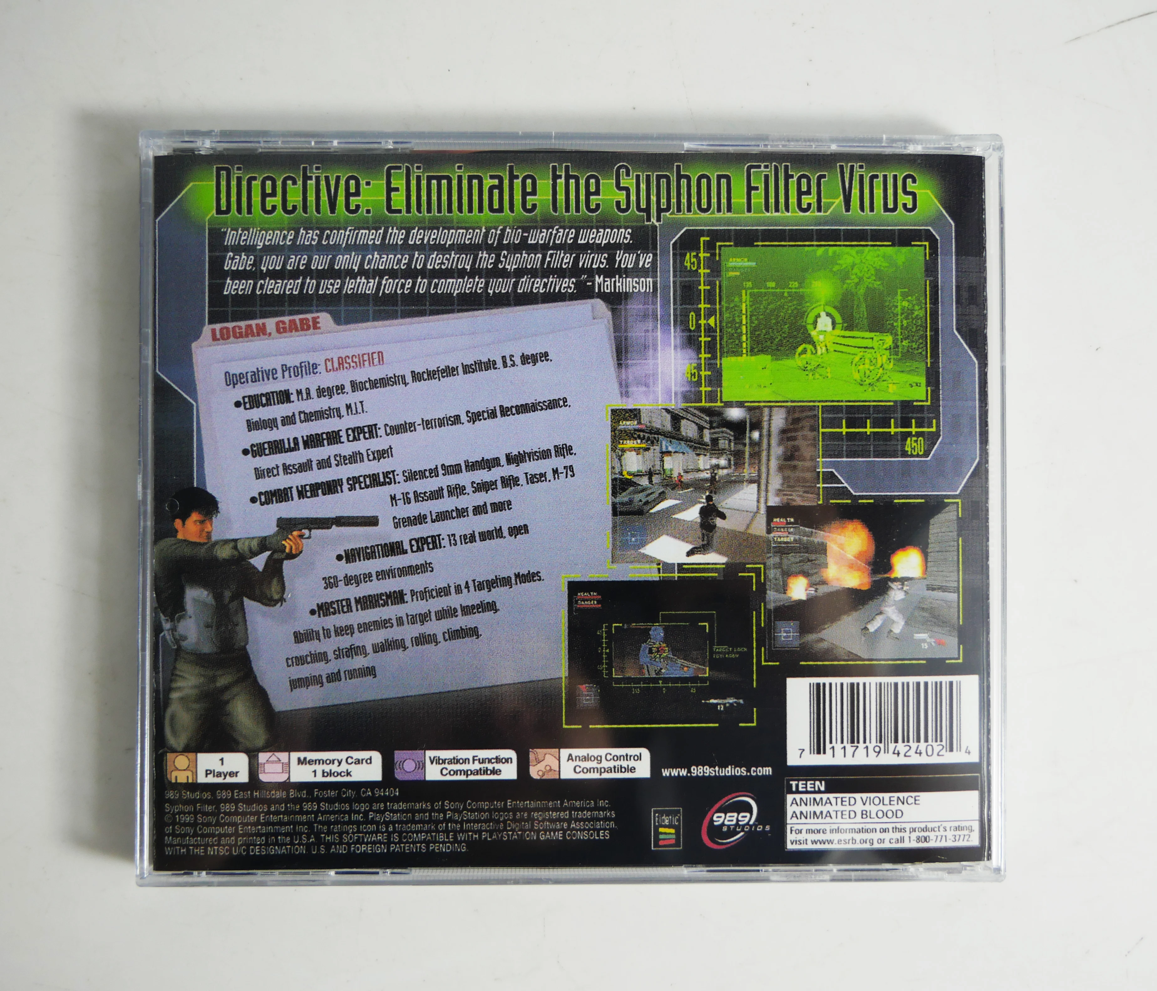 PS1 Copy Game Disc Syphon Filter With Manual Series Unlock Console Station1 Retro Optical Driver Video Game Parts