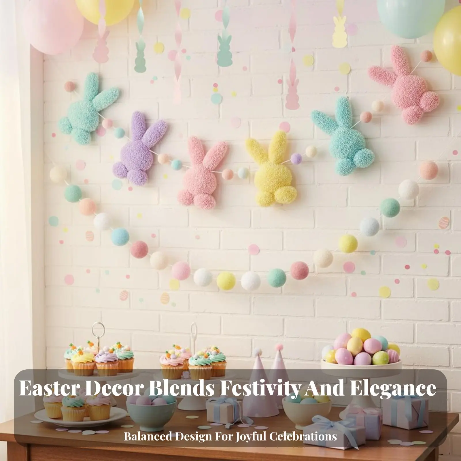 Easter Ornamental Sphere Banner Pastel Hues Colorful Sphere String Textile Sphere Banner Lightweight Party Supplies Long-Lasting