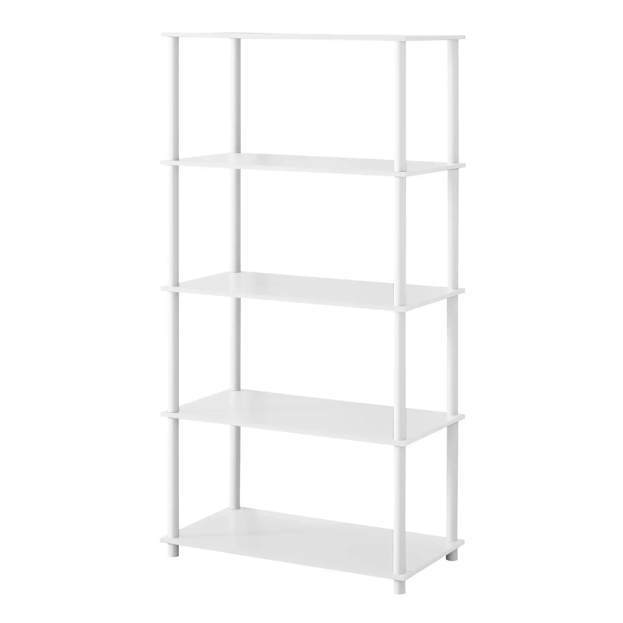 NEW No Tools 5-Shelf Storage Bookcase White white frame Easy to assemble Shelving system Sturdy storage unit