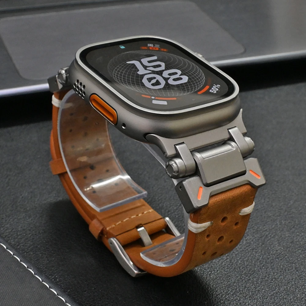 

Роскошный кожаный браслет для Apple Watch Band Ultra 2 49 мм 46 мм 45 44 мм Мягкие ремешки для iWatch Series 10 9 8 7 6 5 4 SE Браслет