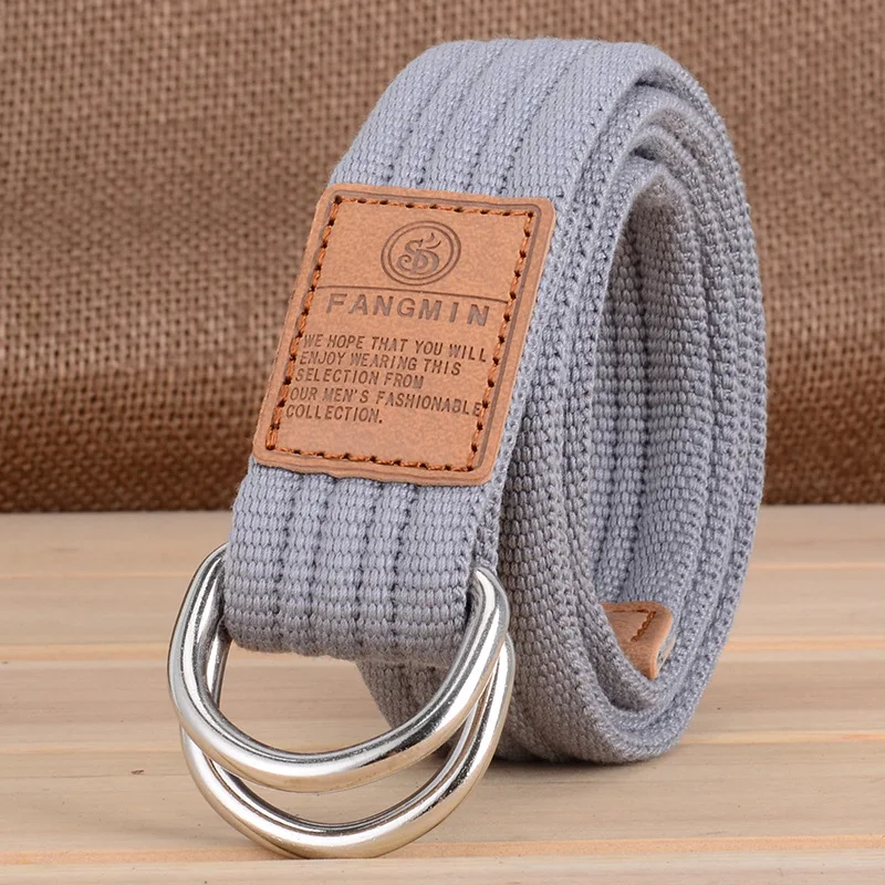 Neue Unisex Leinwand Gürtel Doppel Ring Schnalle Gürtel Männer Frauen Casual Business Cowboy Hosen Gürtel – Detail 5