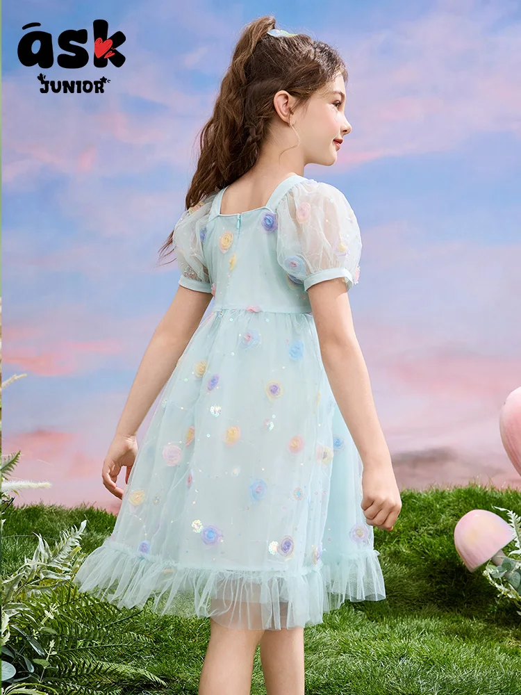 فستان صيفي للفتيات من توين، فستان شبكي رفيع #2