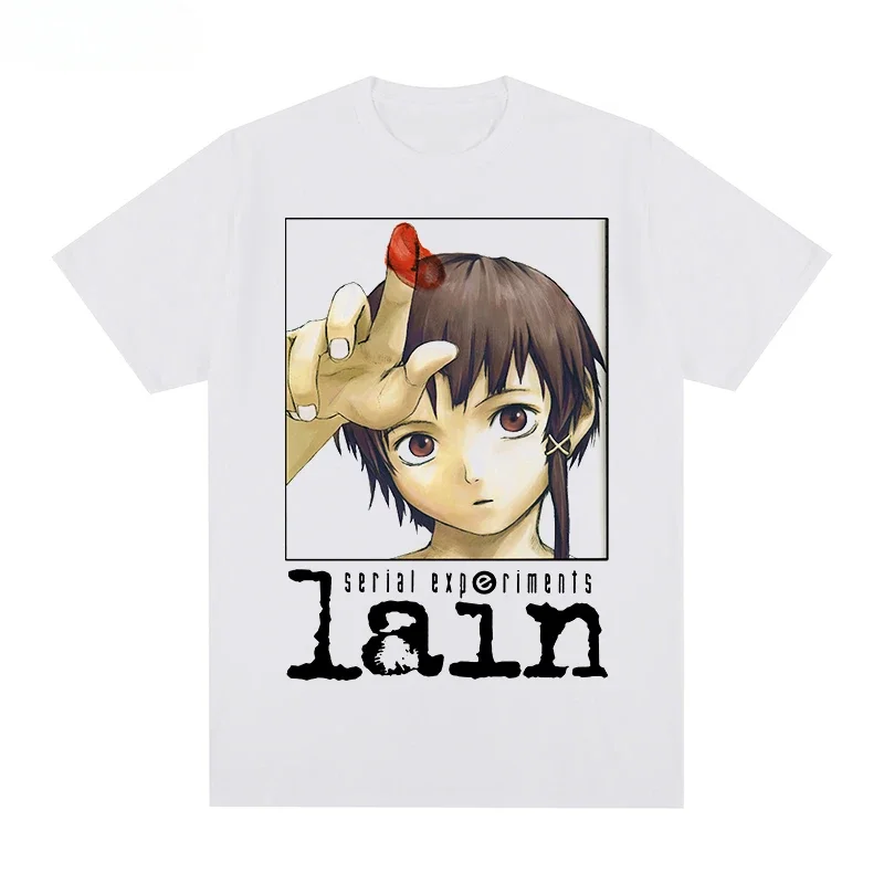 Serial Experiments Lain Japanese Glitch Aesthetic Manga Anime Iwakura t-shirts Cotton TEE TSHIRT Womens tops Japanese Vintaget