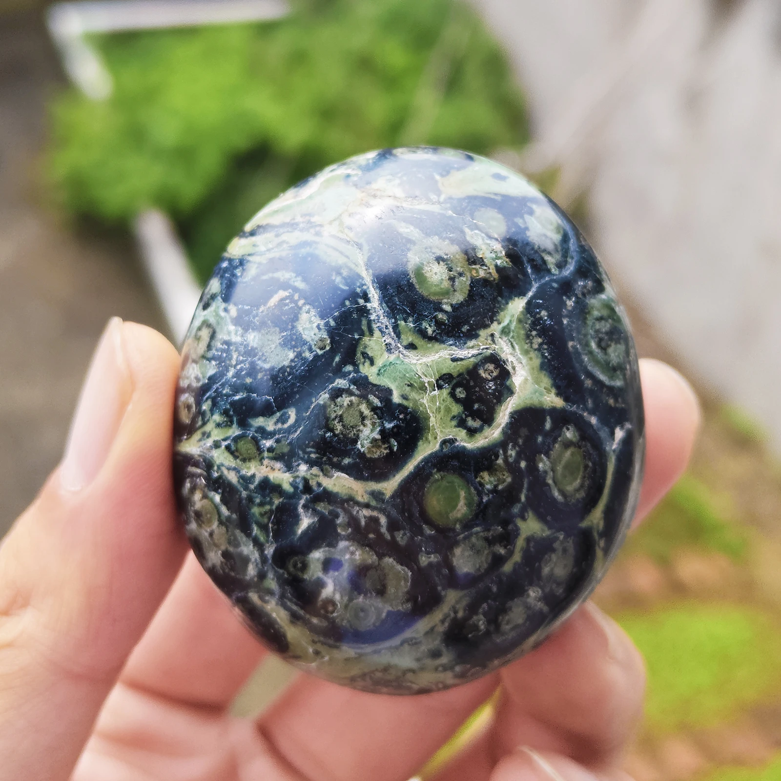 1 قطعة/50-150 جرام حجر عين الطاووس الطبيعي البيضاوي اللعب قطعة البيضاوي الإبهام حجر القلق لتخفيف القلق ، شفاء كريستال شقرا #2